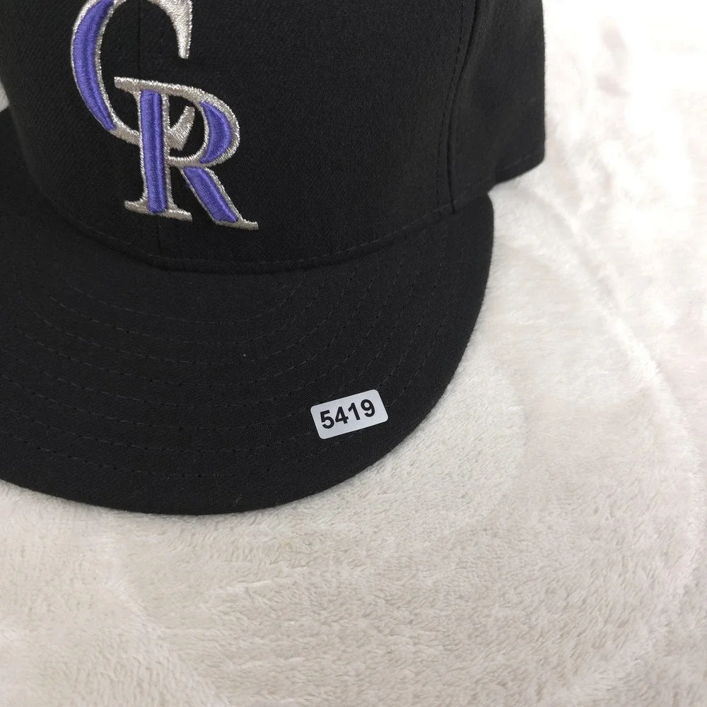 Colorado Rockies Hat On Field Players Cap Mens 7 5/8 Black MLB Baseball USA Made